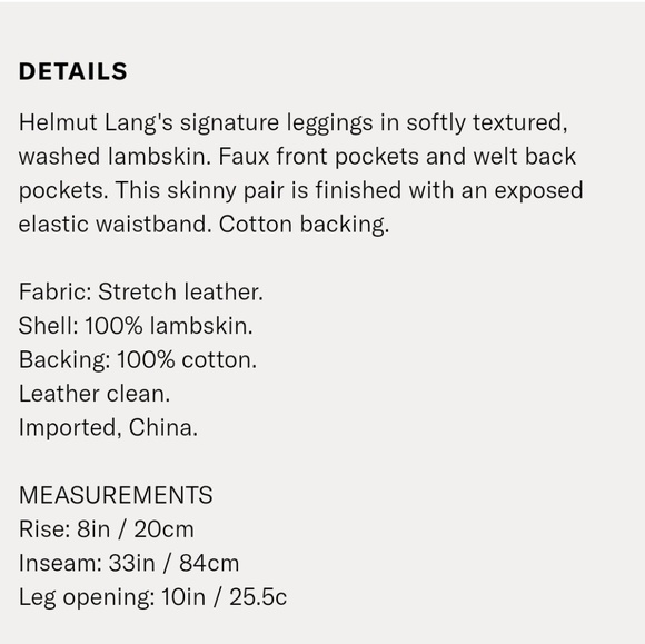 Helmut Lang Plonge Leather Leggings Pant Black - Picture 7 of 7